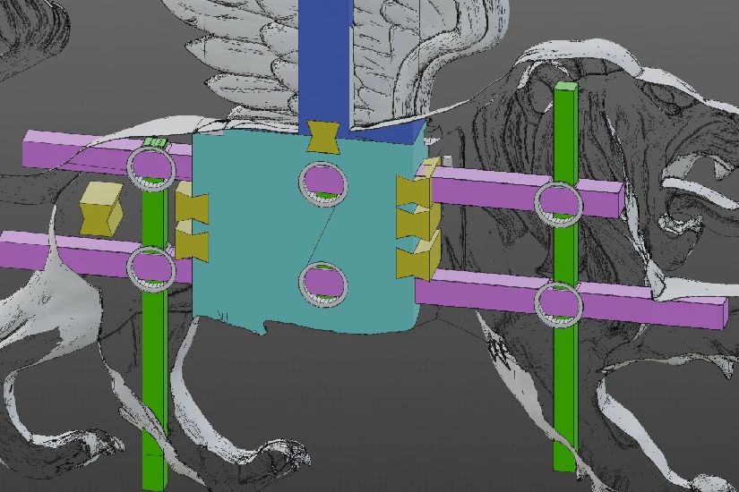 Modelo 3D de la estructura interna de una escultura monumental